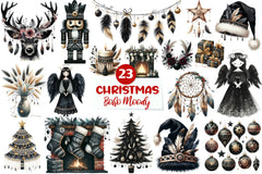 Boho Moody Christmas Clipart Bundle - CraftNest - Digital Crafting and Art