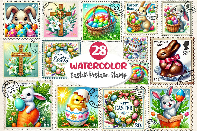 Easter Postage Stamp Clipart Bundle 2 - CraftNest - Digital Crafting and Art