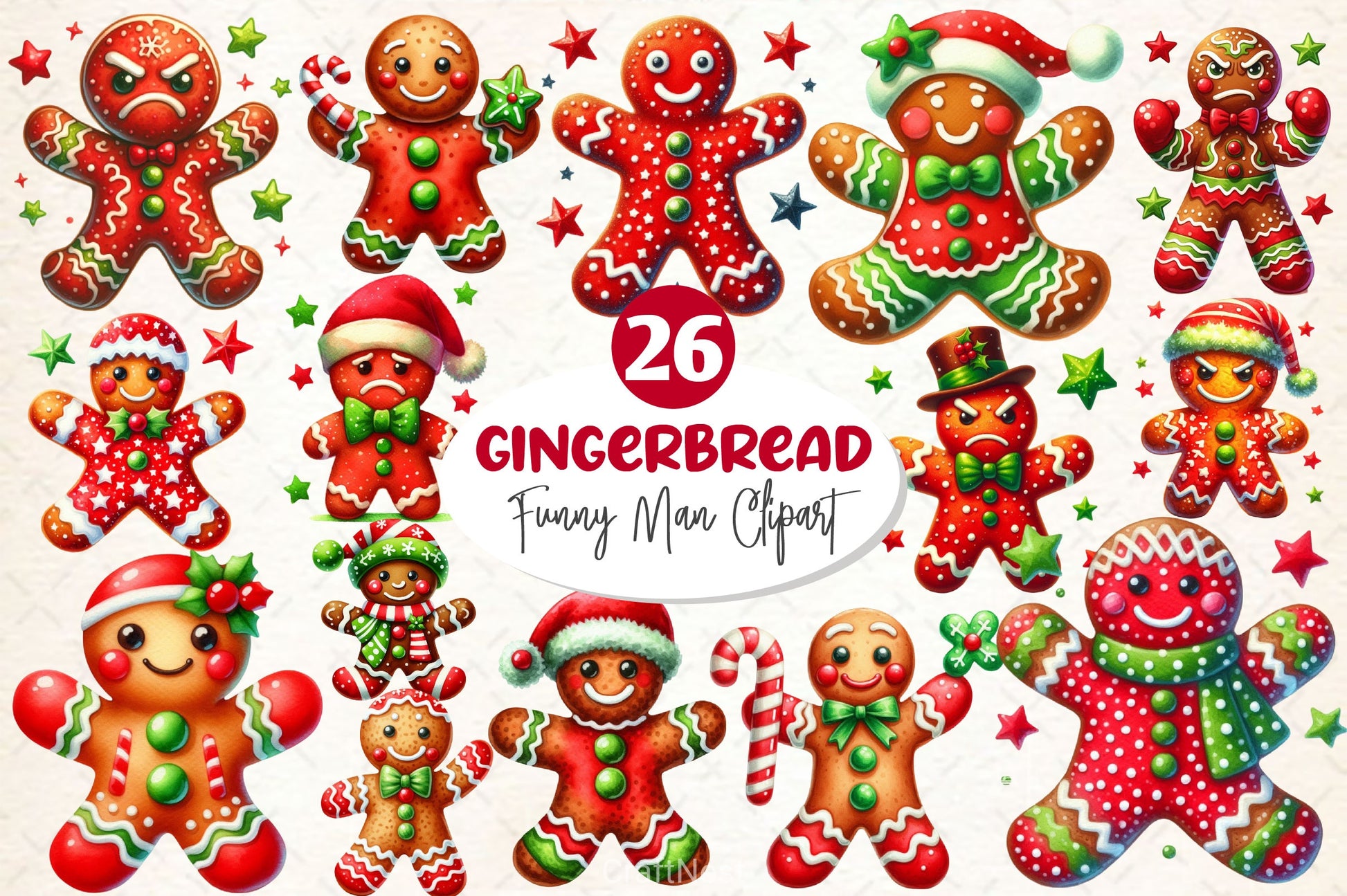 Funny Gingerbread Man Clipart Bundle - CraftNest - Digital Crafting and Art