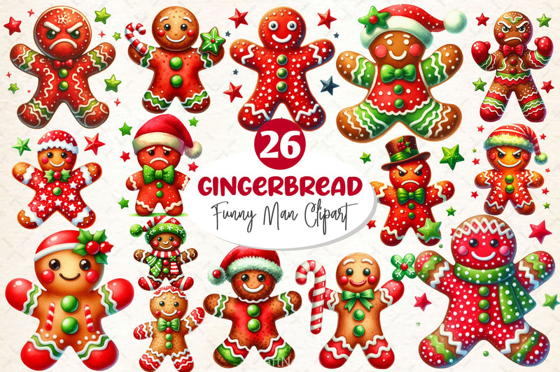 Funny Gingerbread Man Clipart Bundle - CraftNest - Digital Crafting and Art