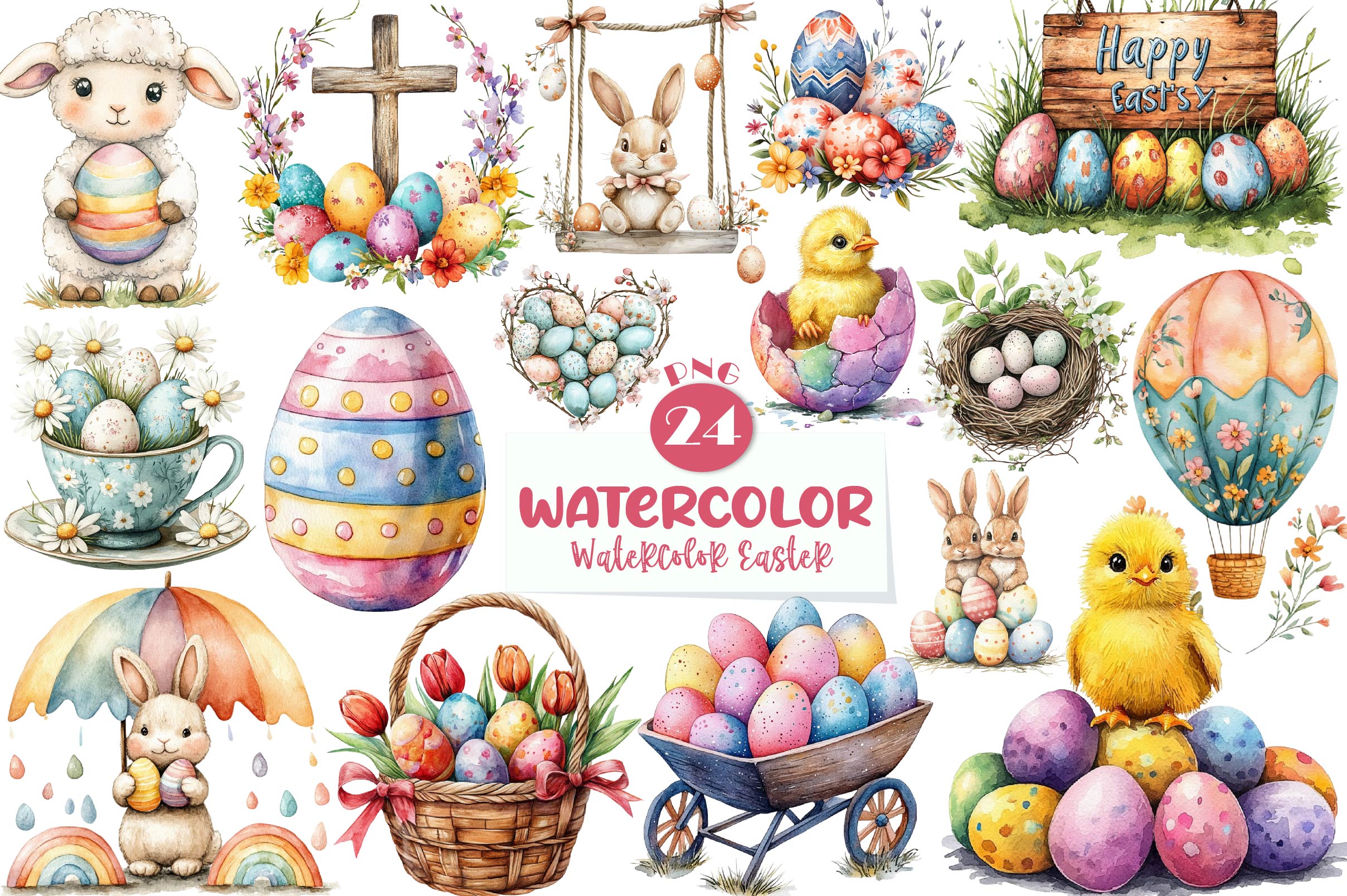 Colorful Easter Clipart Bundle - CraftNest - Digital Crafting and Art