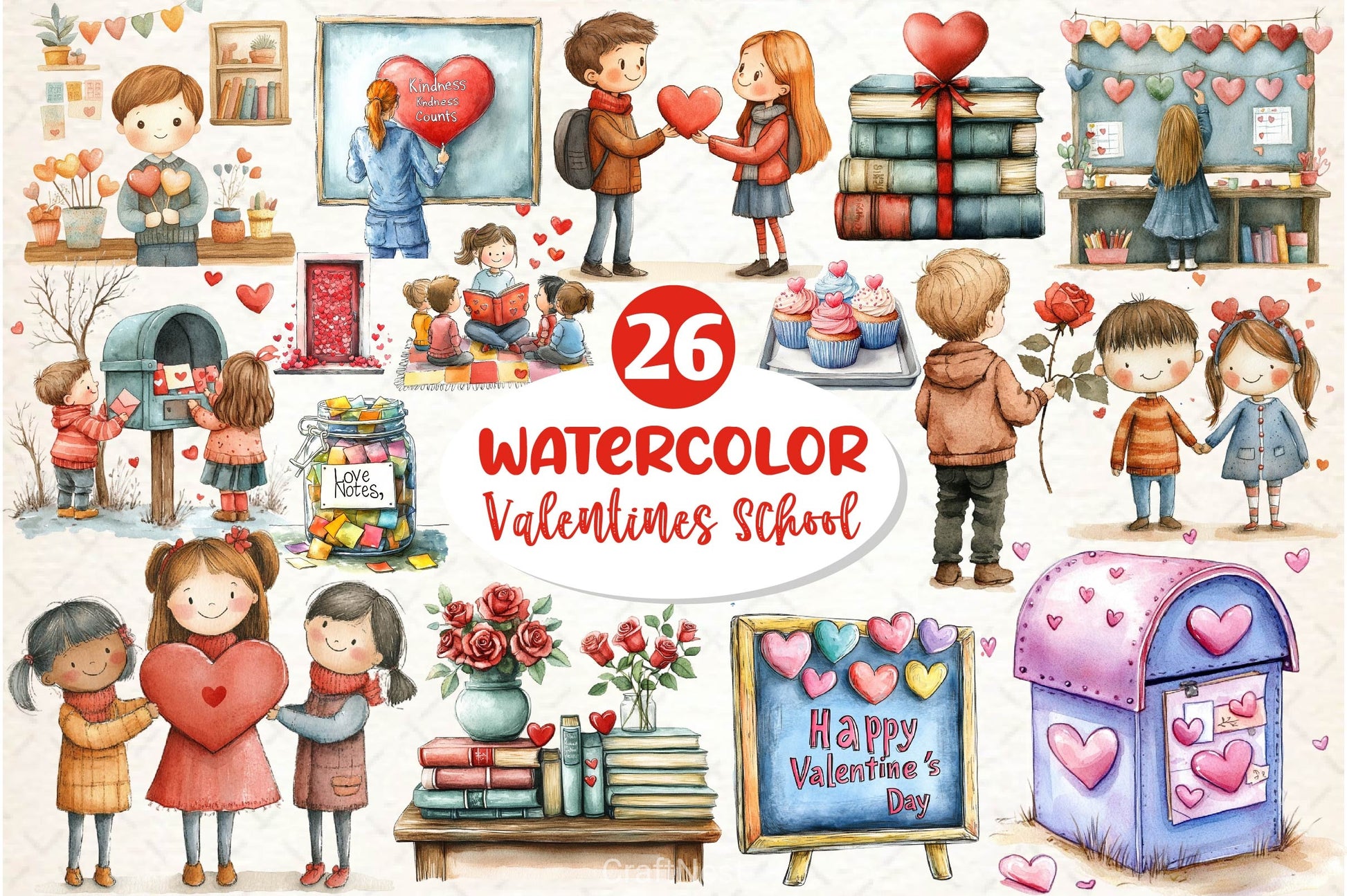 Valentines In School Clipart Bundle 1 - CraftNest - Digital Crafting and Art