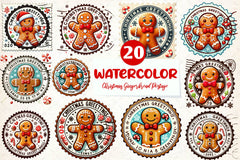 Christmas Gingerbread Postage Stamps Clipart Bundle - CraftNest - Digital Crafting and Art