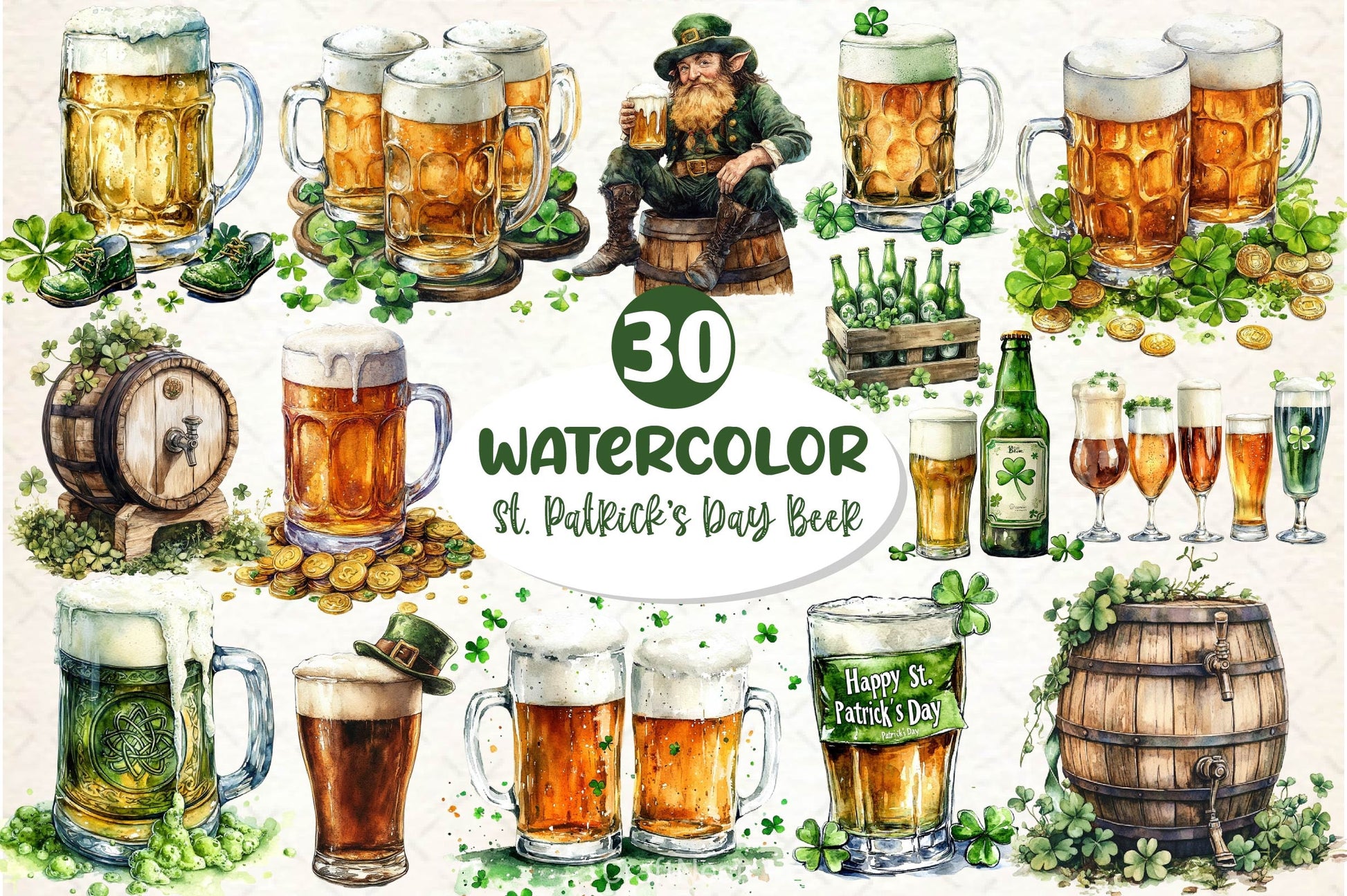 St Patrick's Day Beer Clipart Bundle - CraftNest - Digital Crafting and Art
