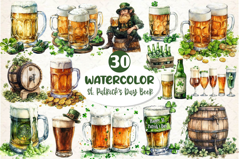 St Patrick's Day Beer Clipart Bundle - CraftNest - Digital Crafting and Art