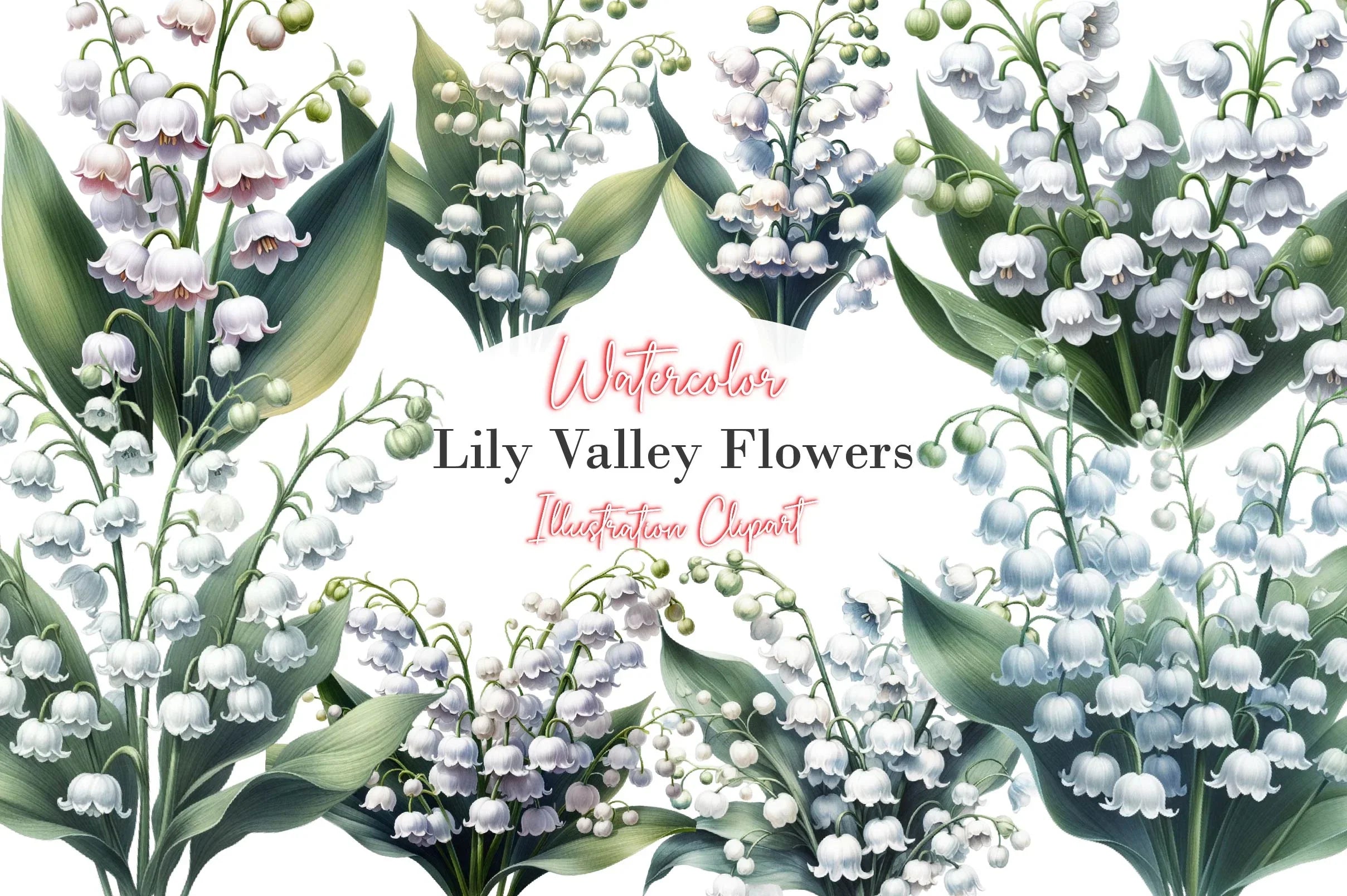 Lily Of The Valley Flowers Clipart Bundle - CraftNest - Digital Crafting and Art