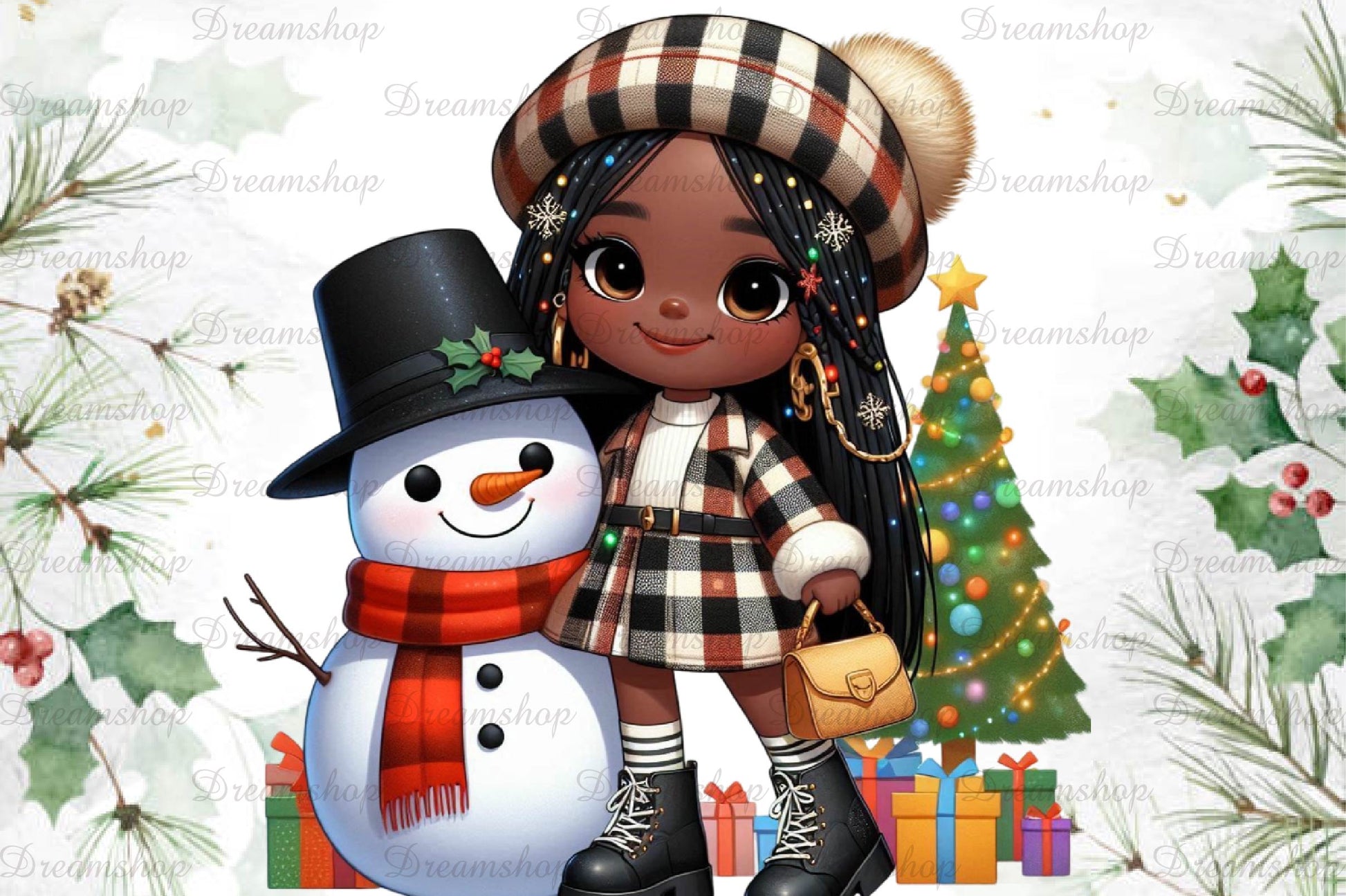 African American Christmas Girl Clipart Bundle 17 - CraftNest - Digital Crafting and Art