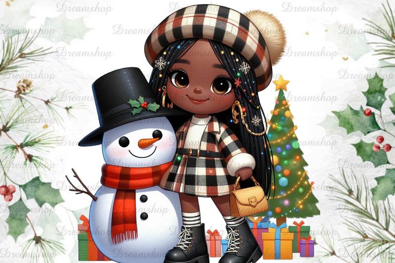 African American Christmas Girl Clipart Bundle 17 - CraftNest - Digital Crafting and Art