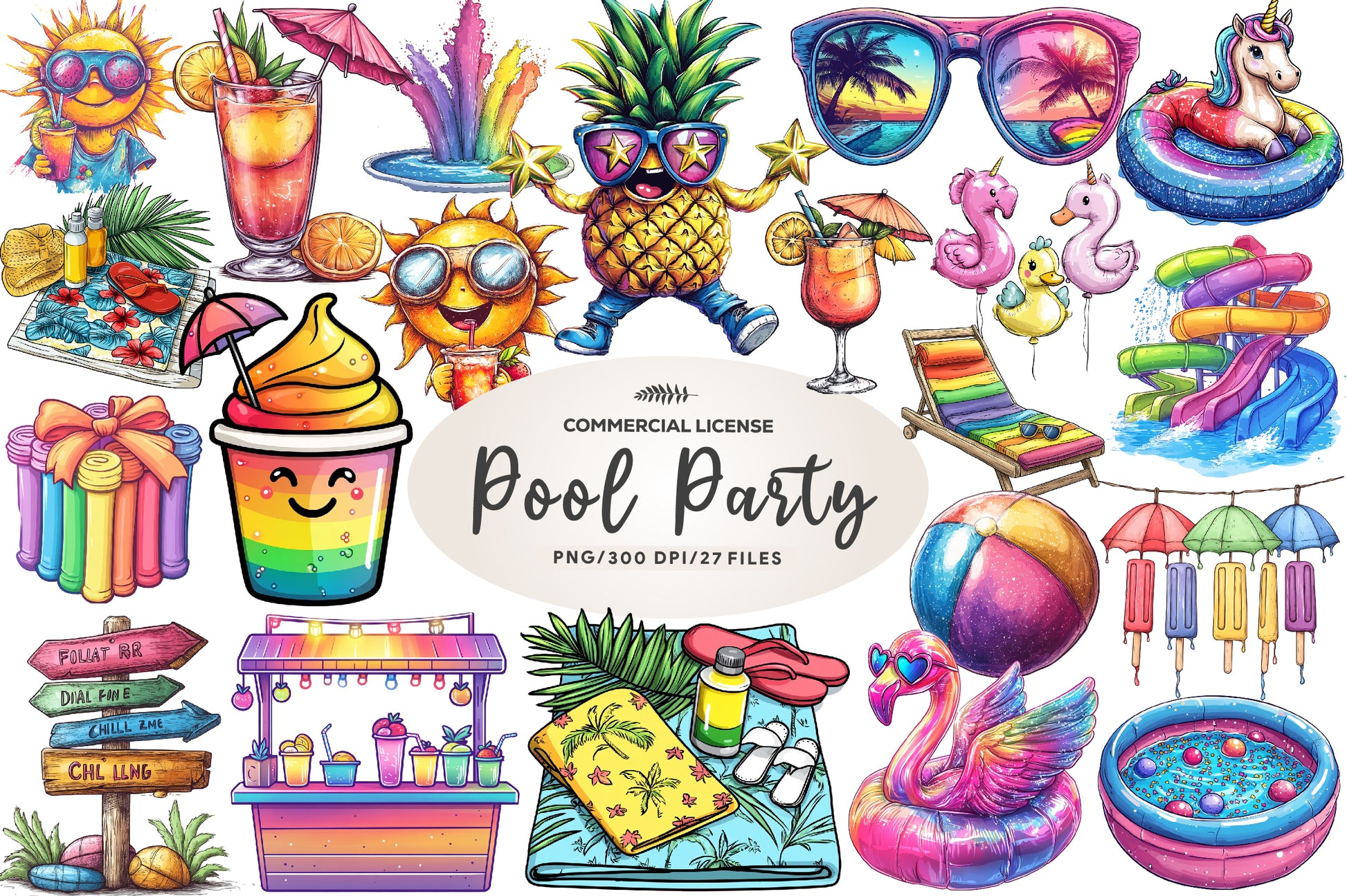 Colorful Pool Party Clipart Bundle - CraftNest - Digital Crafting and Art