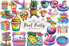 Colorful Pool Party Clipart Bundle - CraftNest - Digital Crafting and Art