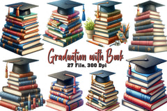 Graduation With Books Clipart Bundle - CraftNest - Digital Crafting and Art