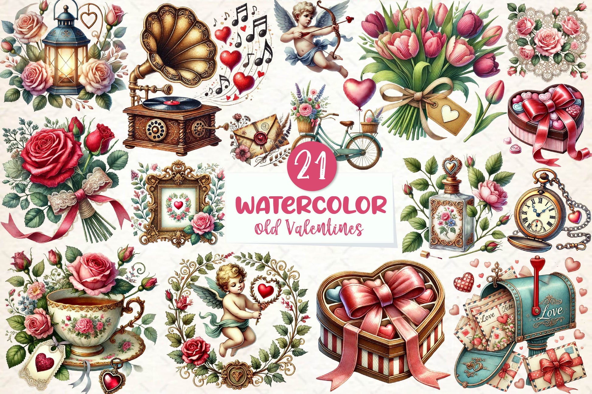 Vintage Old Valentines Day Clipart Bundle - CraftNest - Digital Crafting and Art
