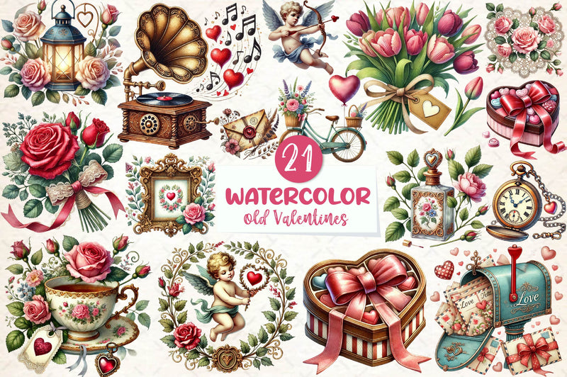 Vintage Old Valentines Day Clipart Bundle - CraftNest - Digital Crafting and Art