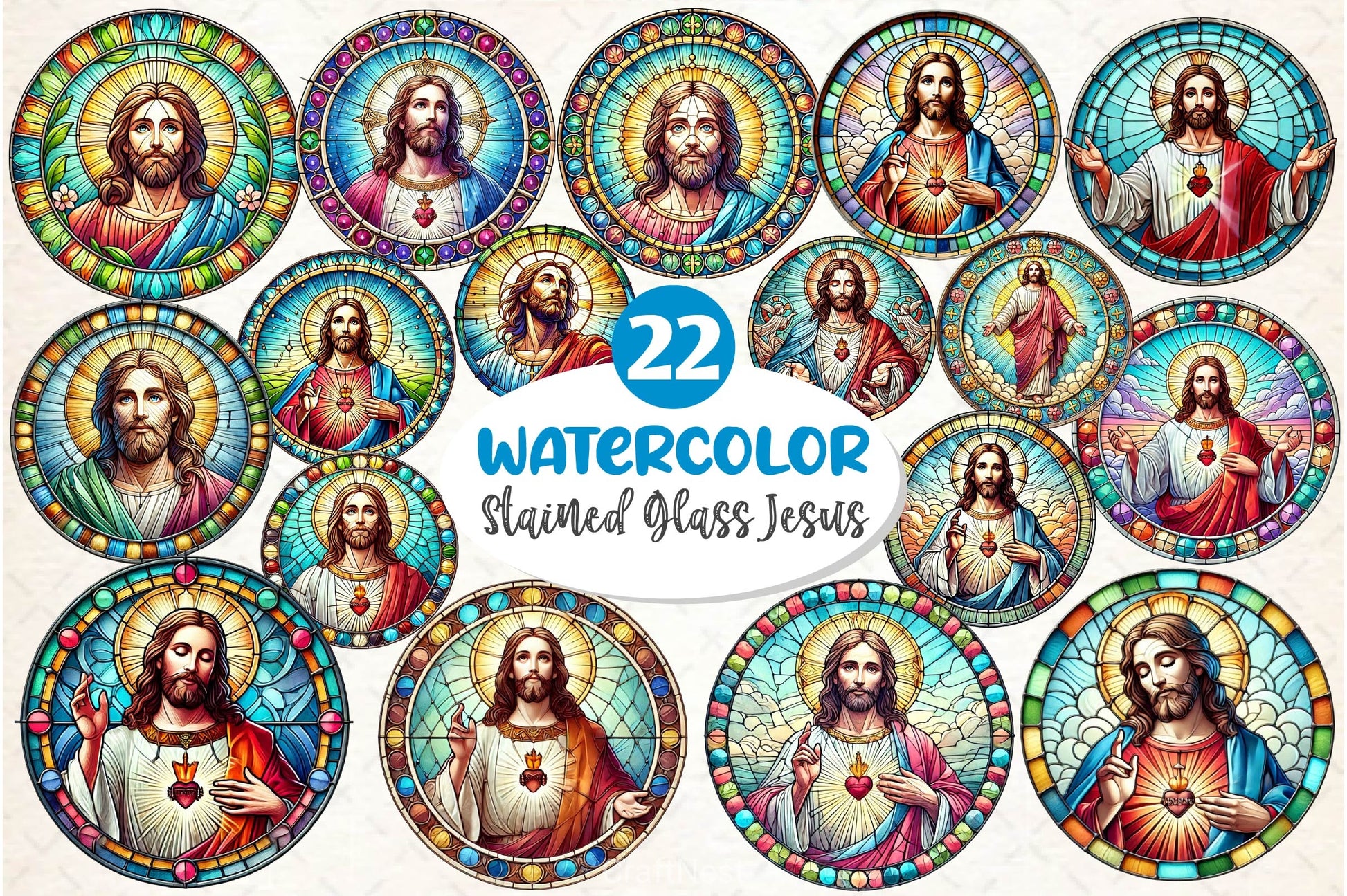 Stained Glass Jesus Clipart Bundle - CraftNest - Digital Crafting and Art