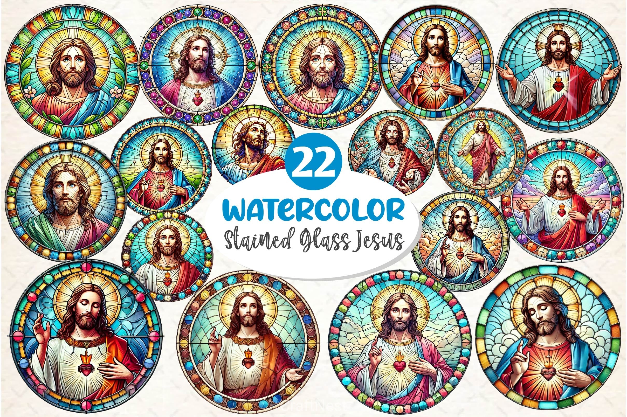 Stained Glass Jesus Clipart Bundle - CraftNest - Digital Crafting and Art