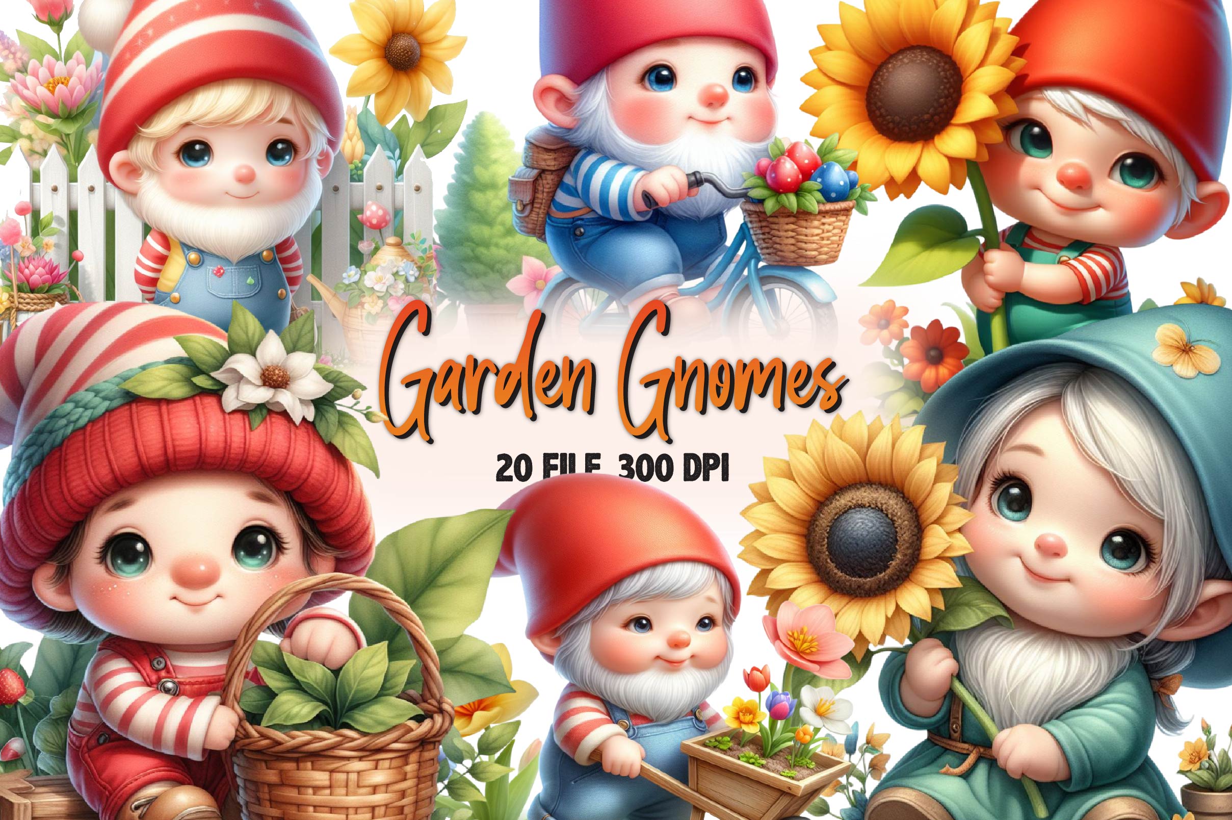 Garden Gnomes Clipart Bundle - CraftNest - Digital Crafting and Art