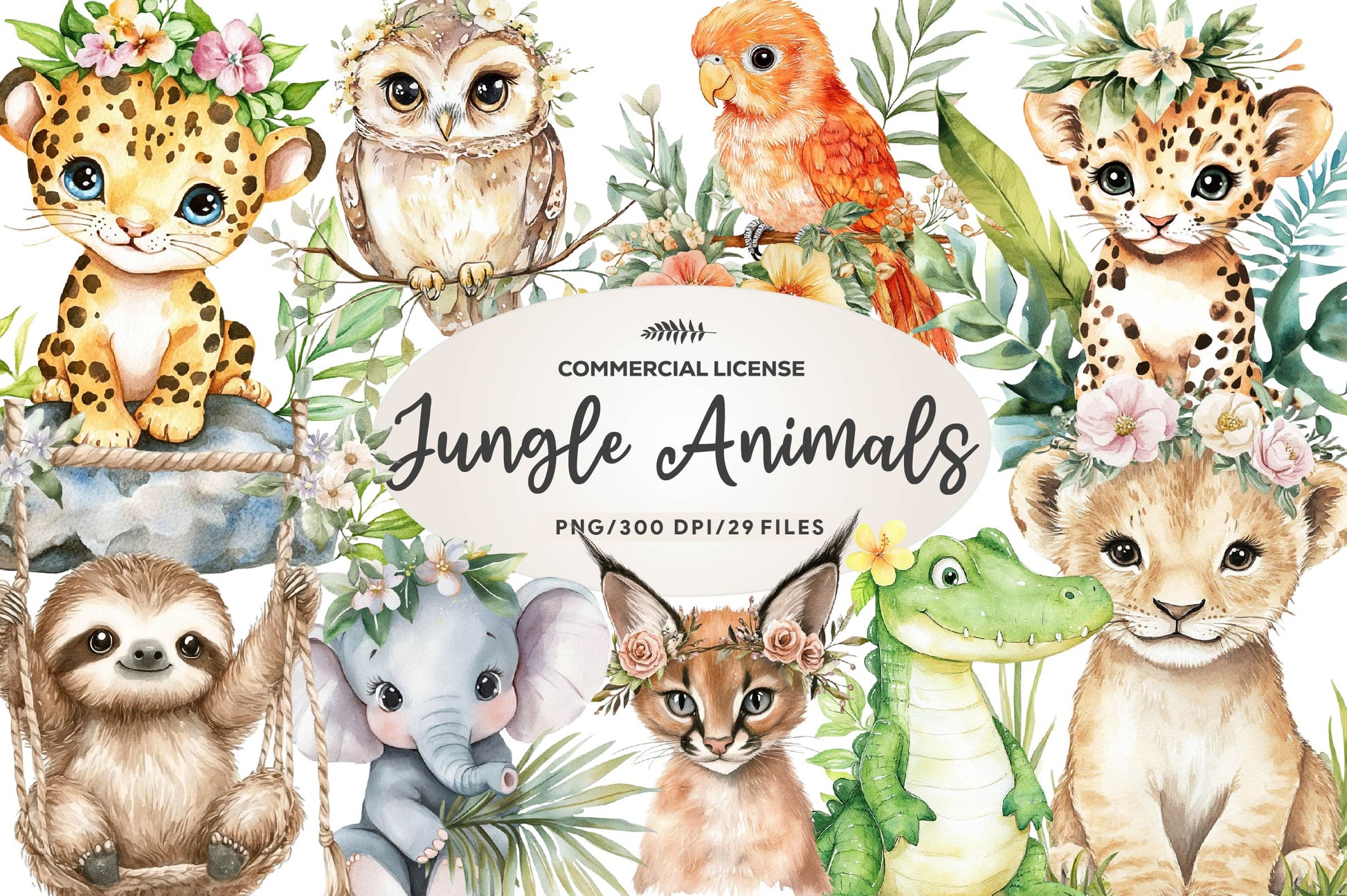 Boho Jungle Animals Summer Design Clipart Bundle - CraftNest - Digital Crafting and Art