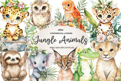 Boho Jungle Animals Summer Design Clipart Bundle - CraftNest - Digital Crafting and Art
