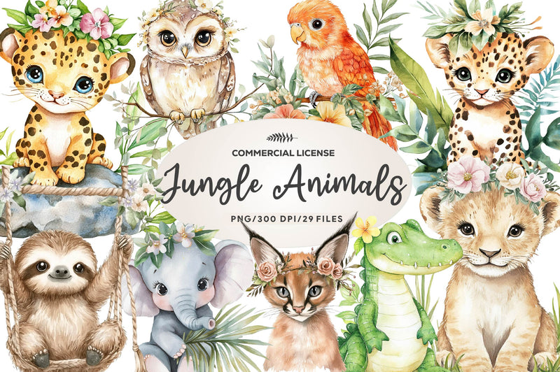 Boho Jungle Animals Summer Design Clipart Bundle - CraftNest - Digital Crafting and Art