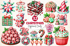 Red & Green Christmas Peppermint Candy Clipart Bundle - CraftNest - Digital Crafting and Art