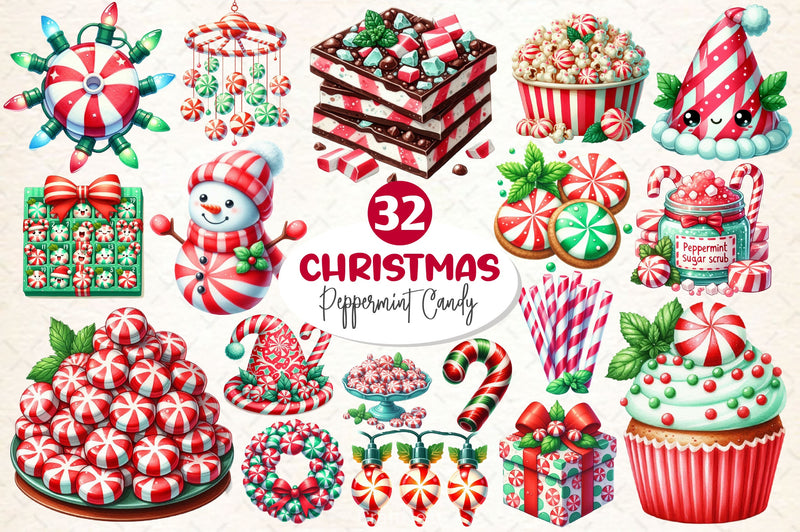 Red & Green Christmas Peppermint Candy Clipart Bundle - CraftNest - Digital Crafting and Art