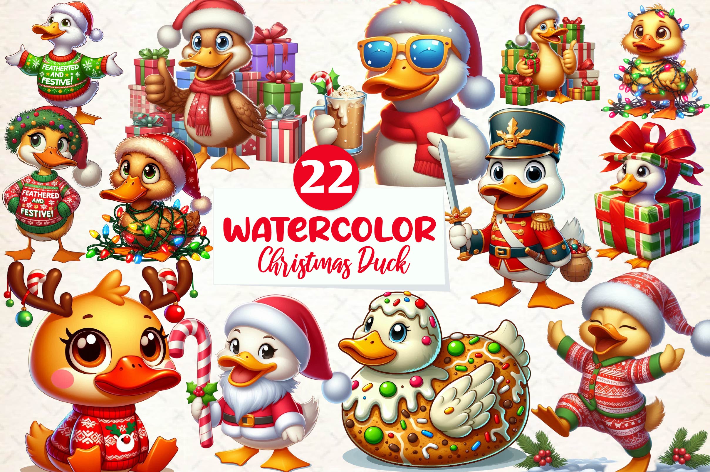 Funny Christmas Duck Clipart Bundle - CraftNest - Digital Crafting and Art