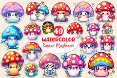 Kawaii Mushroom Clipart Bundle - CraftNest - Digital Crafting and Art