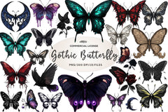 Gothic Summer Butterfly Clipart Bundle - CraftNest - Digital Crafting and Art
