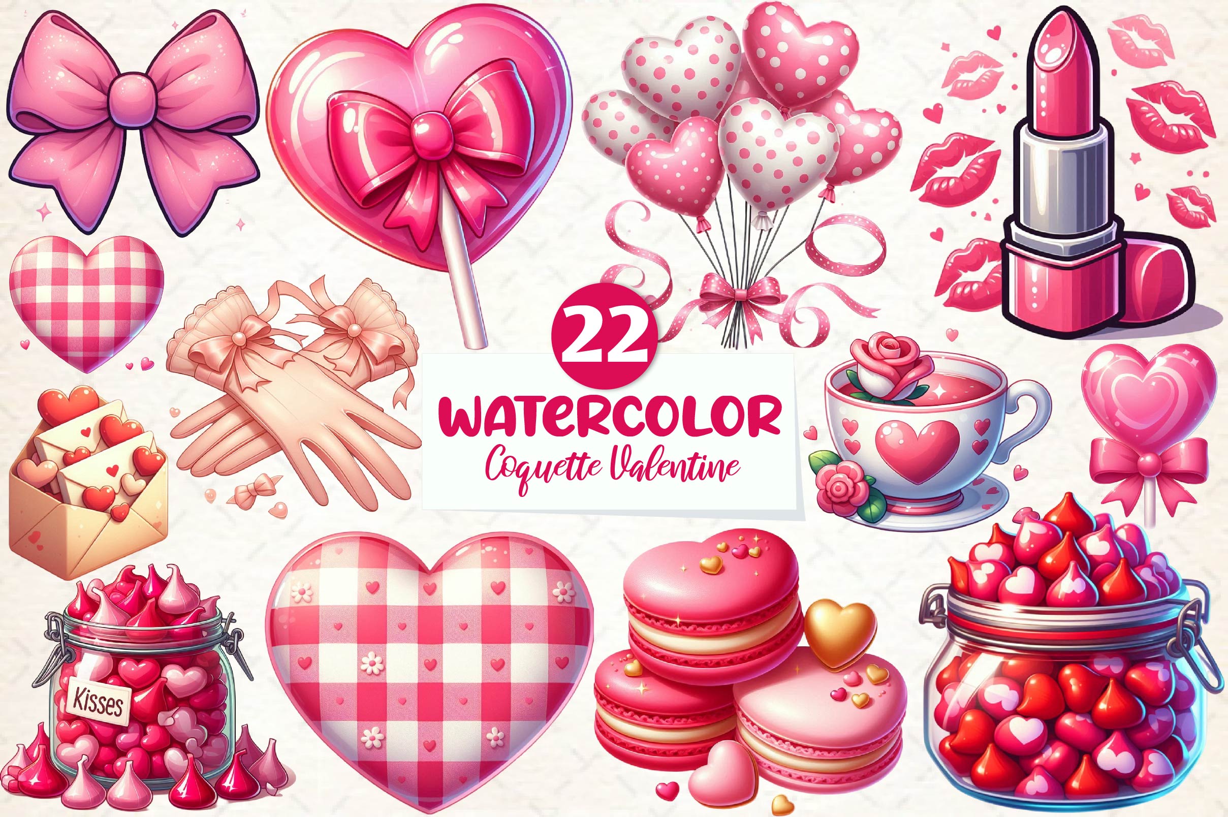 Coquette Valentine Clipart Bundle-1 - CraftNest - Digital Crafting and Art