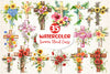 Summer Floral Cross Clipart Bundle
