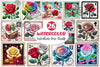 Valentine Rose Postage Stamp Clipart Bundle 2
