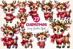 Cute Reindeer Christmas Clipart Bundle 2 - CraftNest - Digital Crafting and Art