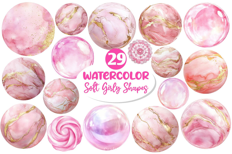 Soft Girly Round Shapes Clipart Bundle 2 - CraftNest - Digital Crafting and Art