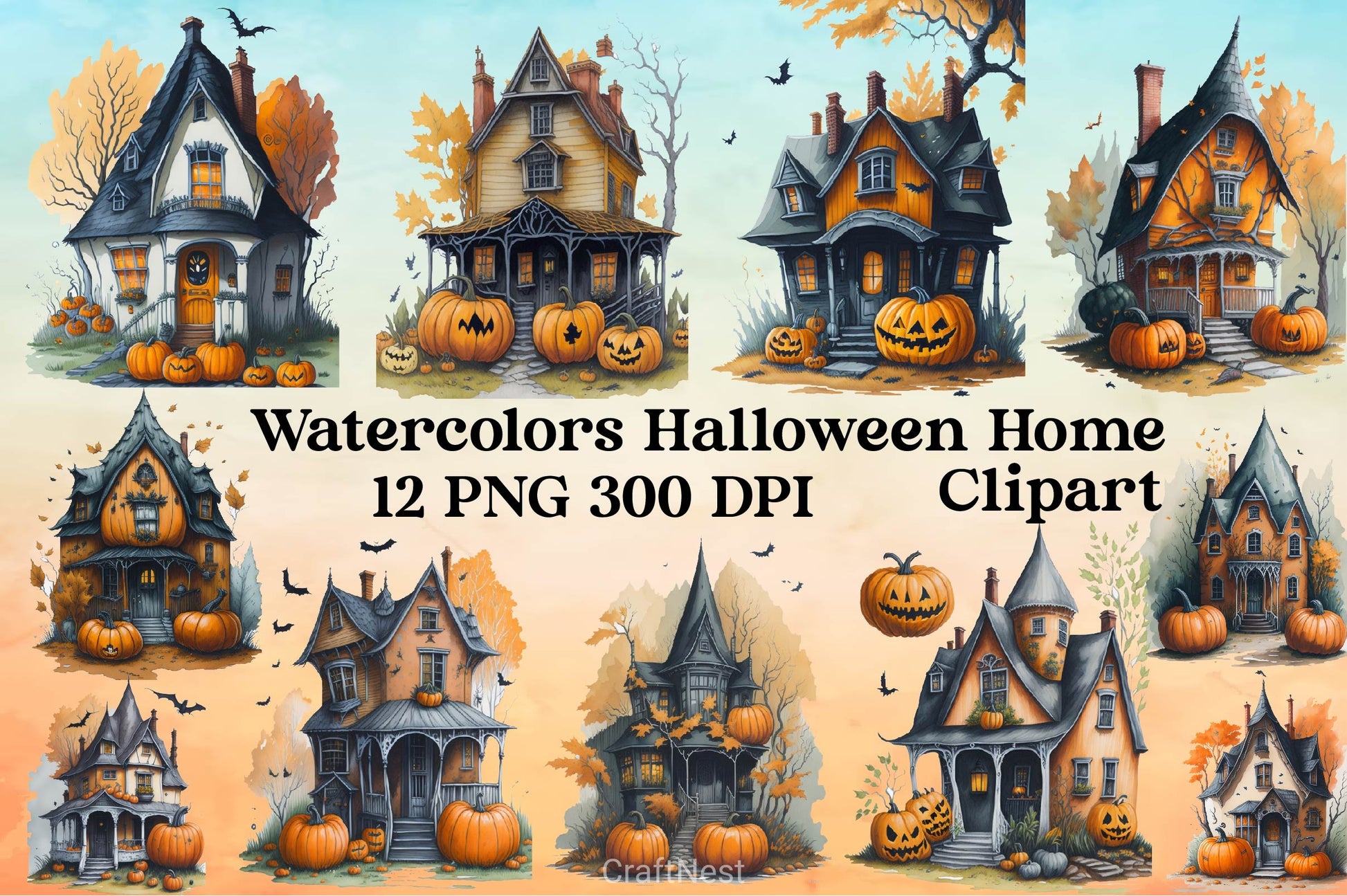 Halloween Home Clipart Bundle - CraftNest - Digital Crafting and Art