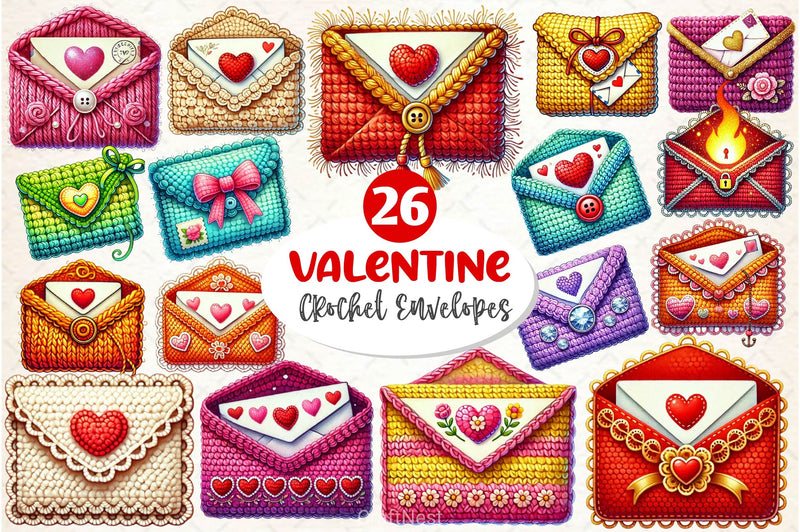 Valentine Crochet Envelopes Clipart Bundle 2 - CraftNest - Digital Crafting and Art