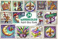 Mardi Gras Postage Stamp Clipart Bundle - CraftNest - Digital Crafting and Art