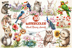 Vibrant Flowers Animals Clipart Bundle 2 - CraftNest - Digital Crafting and Art