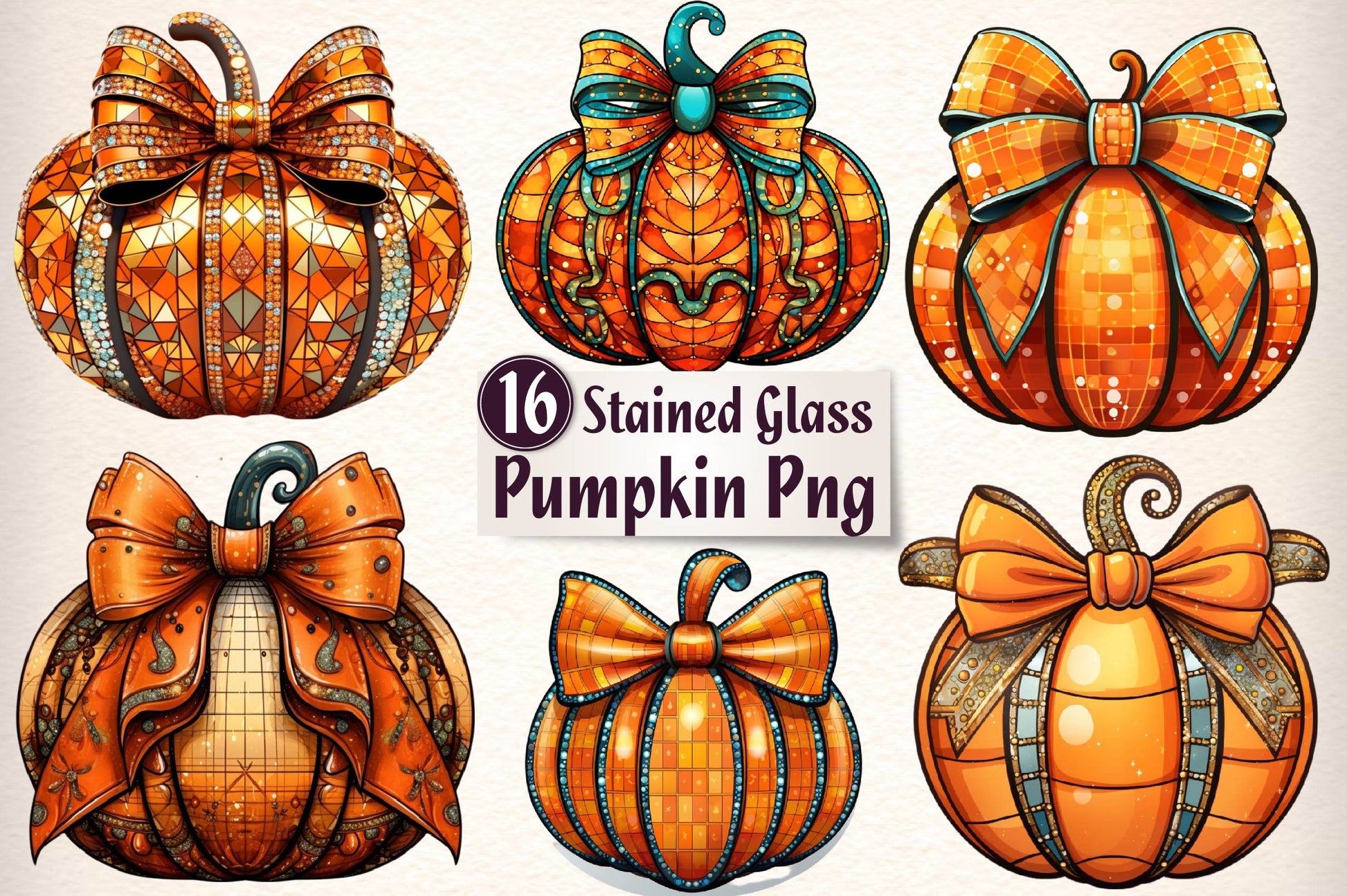 Stained Glass Pumpkin Clipart Bundle - CraftNest - Digital Crafting and Art