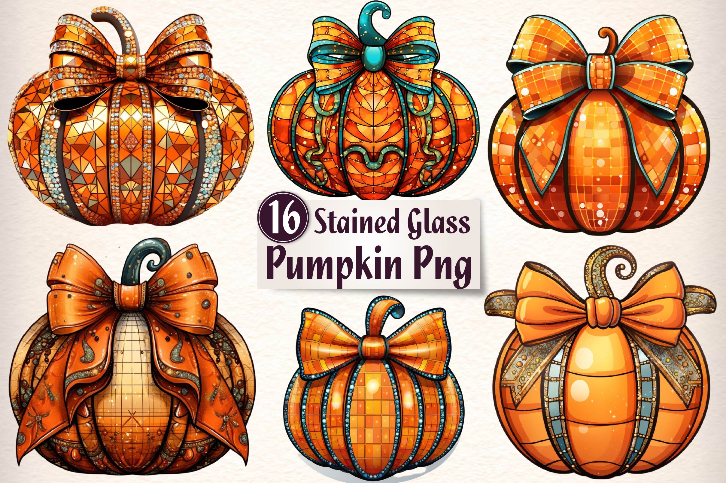 Stained Glass Pumpkin Clipart Bundle - CraftNest - Digital Crafting and Art