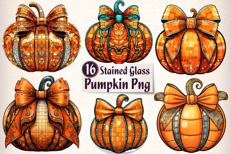 Stained Glass Pumpkin Clipart Bundle - CraftNest - Digital Crafting and Art