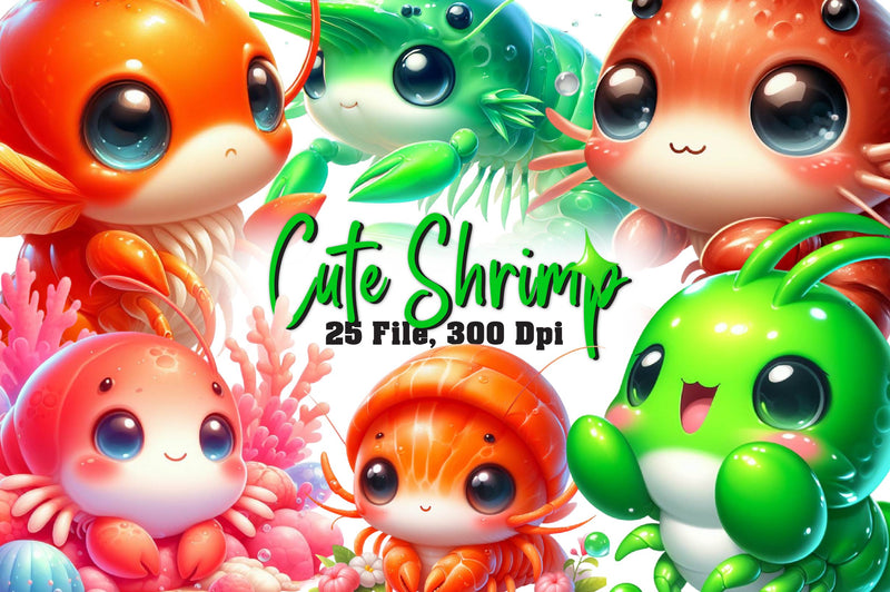 Cute Shrimp Clipart Bundle - CraftNest - Digital Crafting and Art