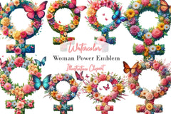 Woman Power Emblem Clipart Bundle - CraftNest - Digital Crafting and Art
