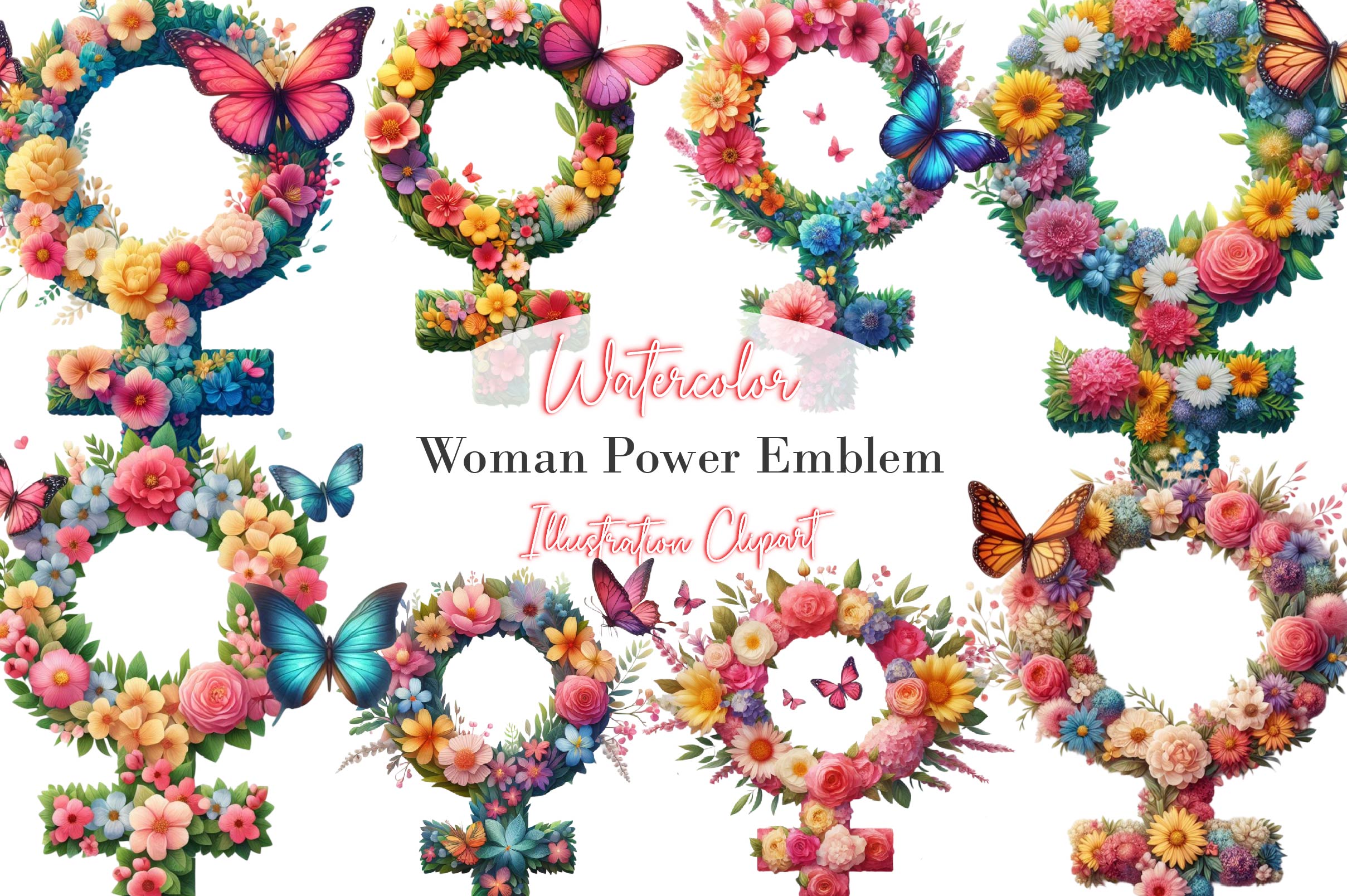 Woman Power Emblem Clipart Bundle - CraftNest - Digital Crafting and Art