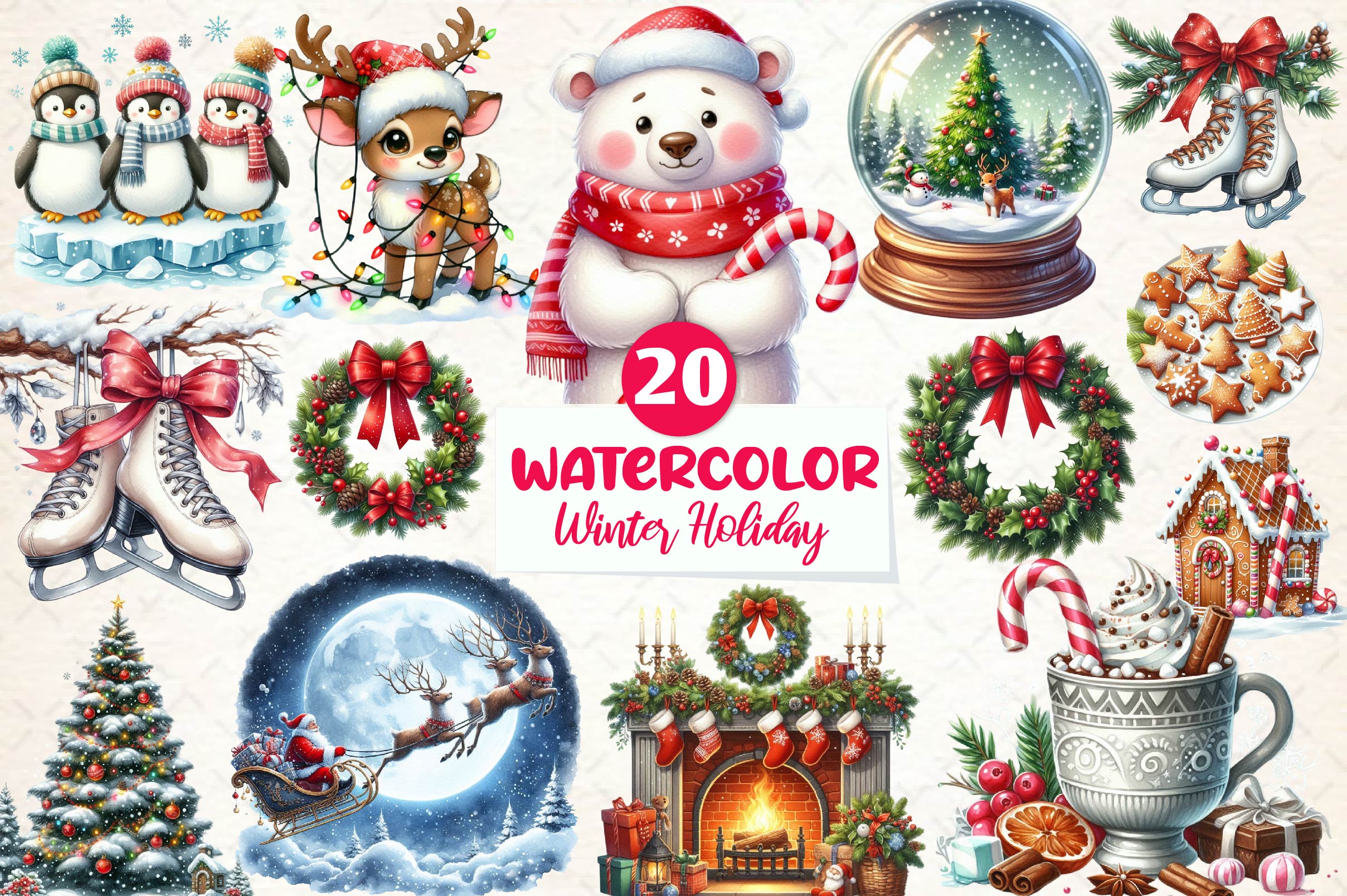 Winter Holiday Clipart Bundle 1 - CraftNest - Digital Crafting and Art