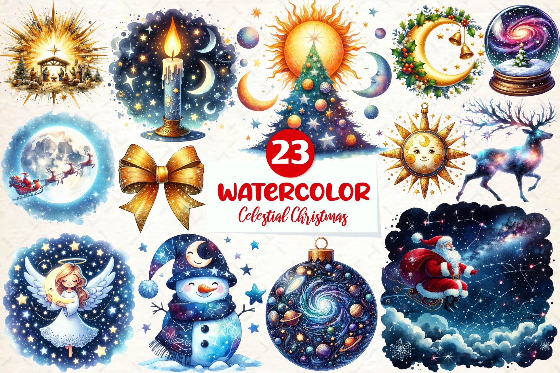 Celestial Christmas Clipart Bundle - CraftNest - Digital Crafting and Art