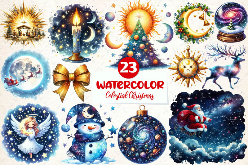 Celestial Christmas Clipart Bundle - CraftNest - Digital Crafting and Art