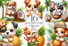 Funny Hawaiian Dogs Clipart Bundle