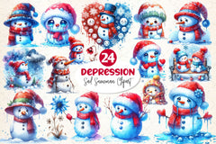 Depression Sad Snowman Clipart Bundle 2 - CraftNest - Digital Crafting and Art