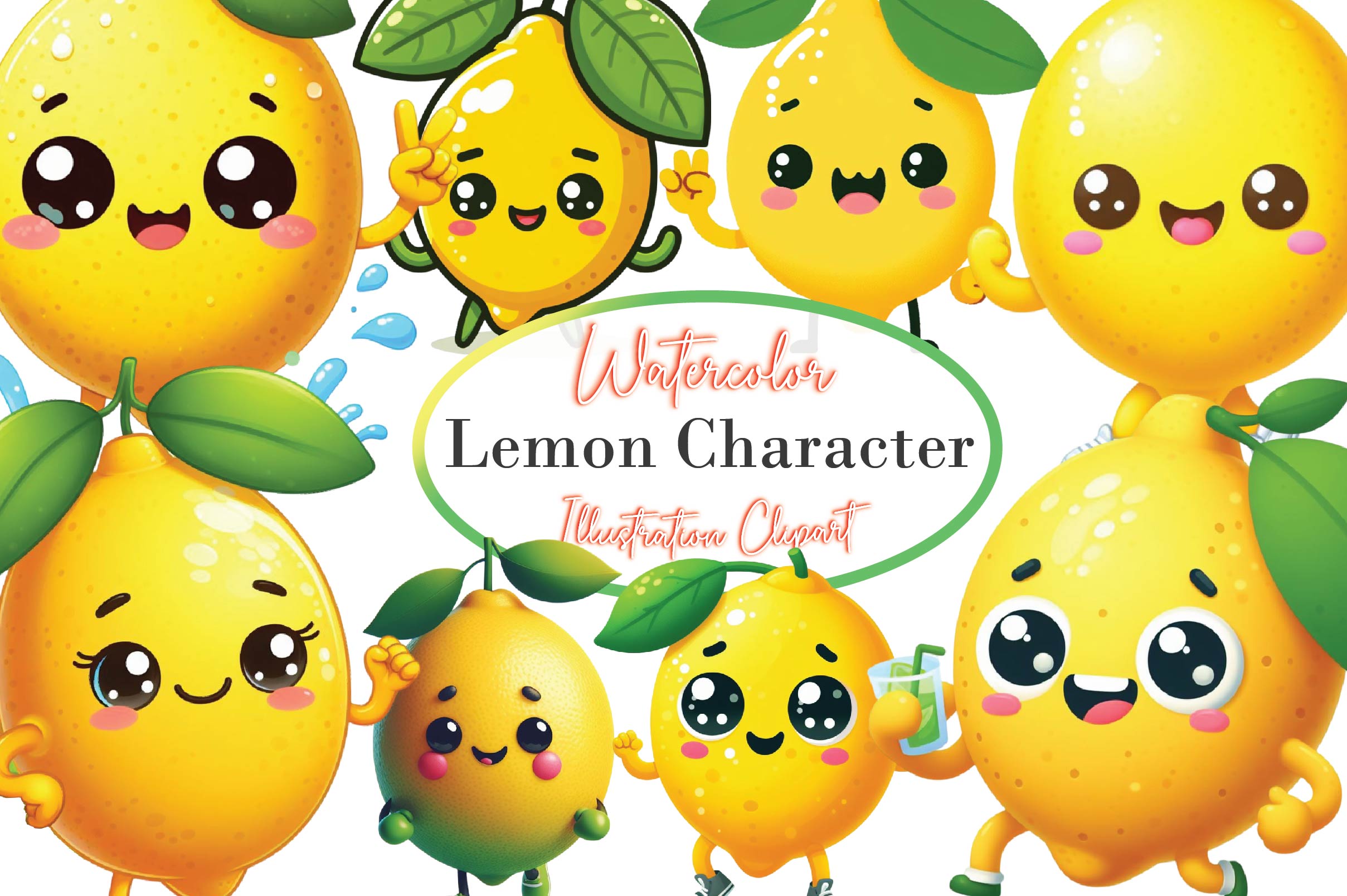 Lemon Character Clipart Bundle - CraftNest - Digital Crafting and Art