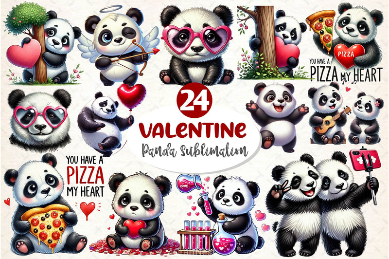 Valentine Panda Clipart Bundle 2 - CraftNest - Digital Crafting and Art